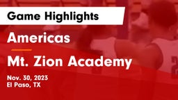 Americas  vs Mt. Zion Academy Game Highlights - Nov. 30, 2023