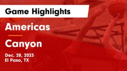 Americas  vs Canyon  Game Highlights - Dec. 28, 2023