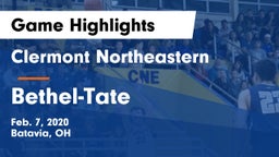 Clermont Northeastern  vs Bethel-Tate  Game Highlights - Feb. 7, 2020