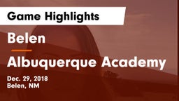 Belen  vs Albuquerque Academy  Game Highlights - Dec. 29, 2018