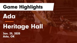 Ada  vs Heritage Hall  Game Highlights - Jan. 25, 2020