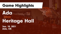 Ada  vs Heritage Hall  Game Highlights - Jan. 18, 2021