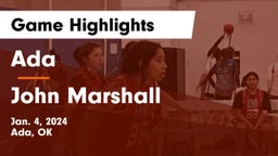 Ada  vs John Marshall  Game Highlights - Jan. 4, 2024