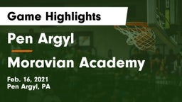 Pen Argyl  vs Moravian Academy  Game Highlights - Feb. 16, 2021