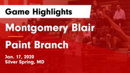 Montgomery Blair  vs Paint Branch  Game Highlights - Jan. 17, 2020