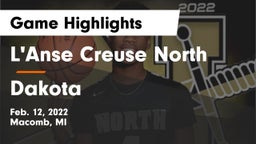 L'Anse Creuse North  vs Dakota  Game Highlights - Feb. 12, 2022