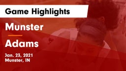 Munster  vs Adams  Game Highlights - Jan. 23, 2021