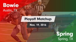 Matchup: Bowie vs. Spring  2016