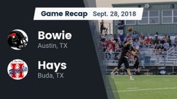 Recap: Bowie  vs. Hays  2018