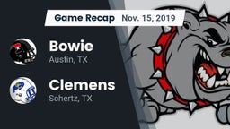 Recap: Bowie  vs. Clemens  2019