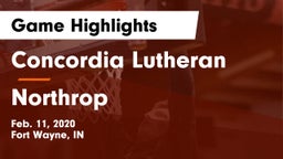 Concordia Lutheran  vs Northrop  Game Highlights - Feb. 11, 2020