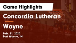 Concordia Lutheran  vs Wayne  Game Highlights - Feb. 21, 2020