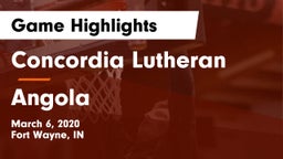 Concordia Lutheran  vs Angola Game Highlights - March 6, 2020