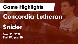 Concordia Lutheran  vs Snider  Game Highlights - Jan. 22, 2021