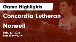 Concordia Lutheran  vs Norwell  Game Highlights - Feb. 22, 2021