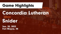 Concordia Lutheran  vs Snider  Game Highlights - Jan. 20, 2023