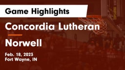 Concordia Lutheran  vs Norwell  Game Highlights - Feb. 18, 2023