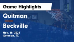 Quitman  vs Beckville  Game Highlights - Nov. 19, 2021