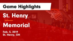 St. Henry  vs Memorial  Game Highlights - Feb. 5, 2019