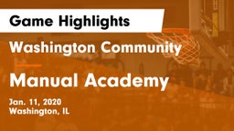 Washington Community  vs Manual Academy  Game Highlights - Jan. 11, 2020