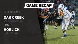 Recap: Oak Creek  vs. Horlick  2016