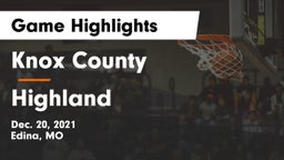 Knox County  vs Highland  Game Highlights - Dec. 20, 2021