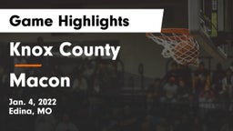 Knox County  vs Macon  Game Highlights - Jan. 4, 2022