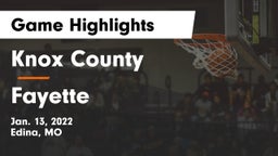 Knox County  vs Fayette  Game Highlights - Jan. 13, 2022