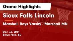 Sioux Falls Lincoln  vs Marshall Boys Varsity - Marshall MN Game Highlights - Dec. 30, 2021