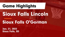 Sioux Falls Lincoln  vs Sioux Falls O'Gorman  Game Highlights - Jan. 21, 2022
