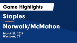 Staples  vs Norwalk/McMahon Game Highlights - March 25, 2021