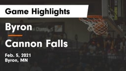 Byron  vs Cannon Falls  Game Highlights - Feb. 5, 2021