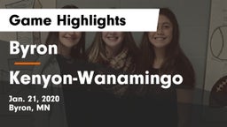 Byron  vs Kenyon-Wanamingo  Game Highlights - Jan. 21, 2020