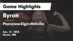 Byron  vs Plainview-Elgin-Millville  Game Highlights - Jan. 27, 2020
