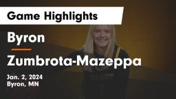 Byron  vs Zumbrota-Mazeppa  Game Highlights - Jan. 2, 2024