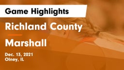 Richland County  vs Marshall  Game Highlights - Dec. 13, 2021
