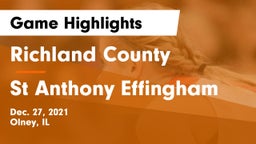 Richland County  vs St Anthony Effingham Game Highlights - Dec. 27, 2021