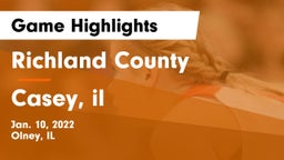 Richland County  vs Casey, il Game Highlights - Jan. 10, 2022