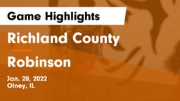 Richland County  vs Robinson  Game Highlights - Jan. 20, 2022
