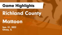 Richland County  vs Mattoon  Game Highlights - Jan. 31, 2022