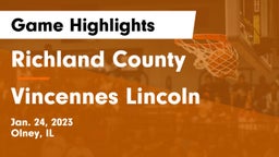 Richland County  vs Vincennes Lincoln  Game Highlights - Jan. 24, 2023