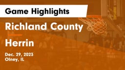 Richland County  vs Herrin  Game Highlights - Dec. 29, 2023
