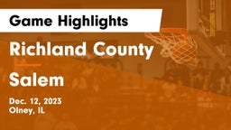 Richland County  vs Salem  Game Highlights - Dec. 12, 2023