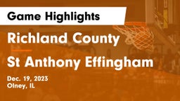 Richland County  vs St Anthony Effingham Game Highlights - Dec. 19, 2023