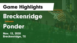 Breckenridge  vs Ponder  Game Highlights - Nov. 13, 2020