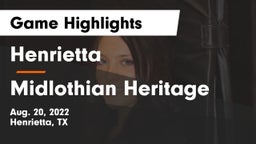 Henrietta  vs Midlothian Heritage  Game Highlights - Aug. 20, 2022