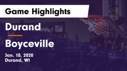 Durand  vs Boyceville  Game Highlights - Jan. 10, 2020