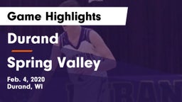 Durand  vs Spring Valley  Game Highlights - Feb. 4, 2020