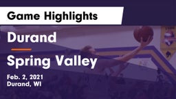Durand  vs Spring Valley  Game Highlights - Feb. 2, 2021