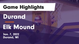 Durand  vs Elk Mound  Game Highlights - Jan. 7, 2022